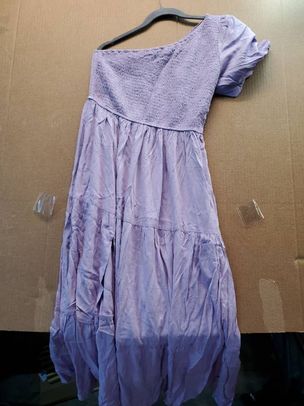 lot 38058 image: Lavender One-Shoulder Smocked Tiered Maxi Dress, M - Retail $25