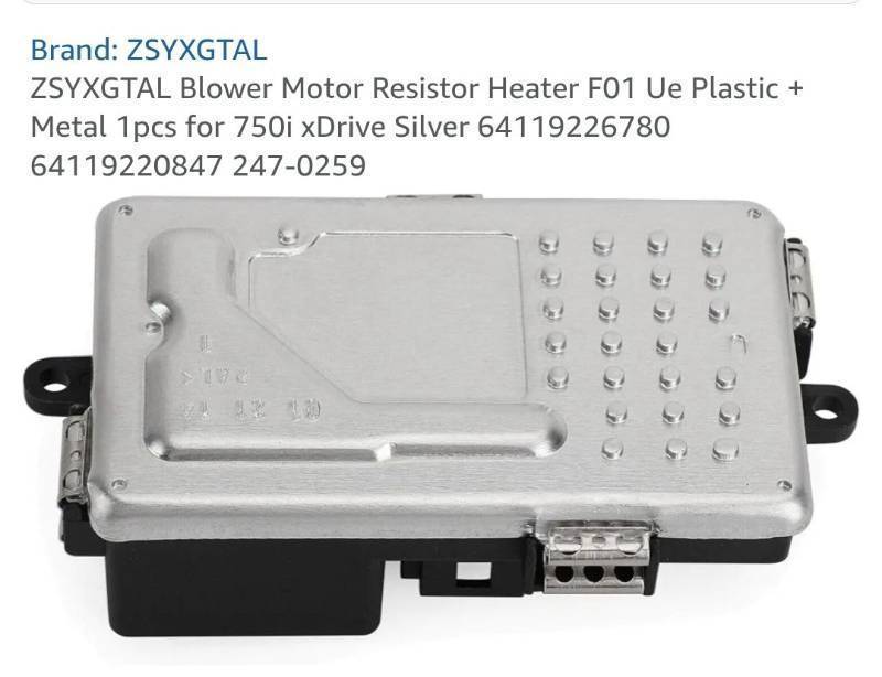 lot 17211 image: Blower Motor Resistor Heater F01 Ue Plastic  Metal 1pcs for 750i xDrive Silver 64119226780 64119220847 247-0259 - Retail $30