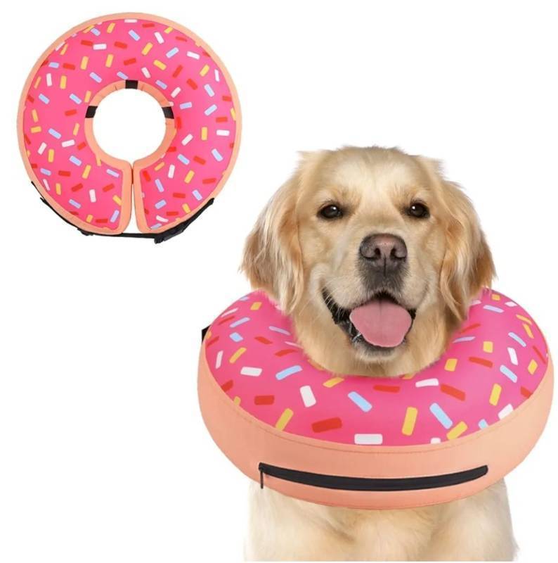 lot 17267 image: Inflatable Dog Cone Collar Alternative After Surgery, Doggie Neck Donut Collar Recovery ECollar, Soft Dog Cone for Small Medium Large Dogs. - Retail $20