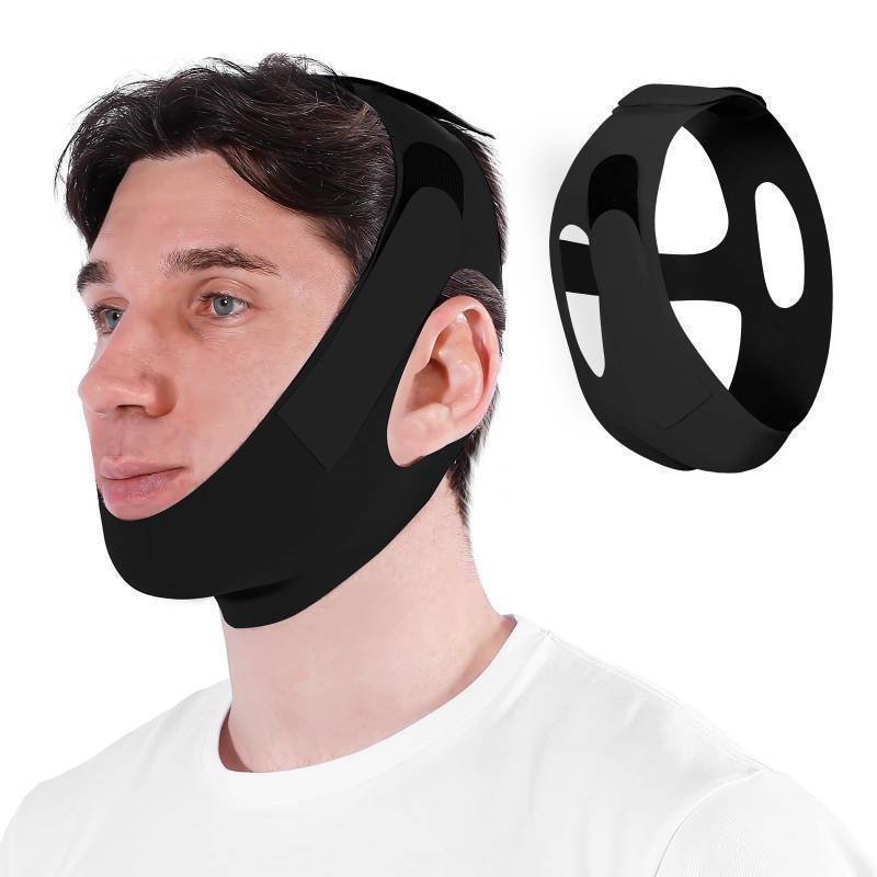 lot 36173 image: Chin Strap Adjustable, High Elasticity Traceless Chin Strap for Sleeping, Effective Anti Snoring Device, Snore Stopper Breathable - Retail $16