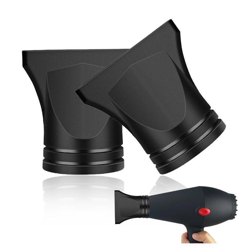 lot 62327 image: 2PCS Hair Dryer Attachment Universal Black Plastic Blower Nozzle Replacement Styling Tool for Home Use or Professional Salon Hairdressing Blow Outer Diameter 4.2cm to 4.6cm - Retail $7
