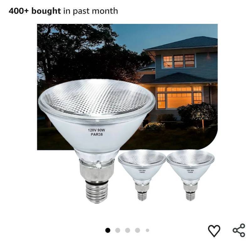 lot 45928 image: PAR38 Halogen Flood Light Bulbs 2 Pcs, 90W Equivalent, 120V, E26 Base, 2700K Warm White Light for Indoor and Outdoor - Retail $15