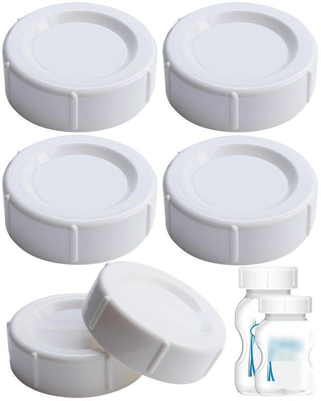 lot 62395 image: 6pcs Travel and Storage Baby Bottle Caps for Dr. Browns Natural Flow Wide Neck Bottles - BPA-Free PP Baby Bottle Leakproof Lids Replacement with Sealing Rings, Freezer-to-Dishwashers Safe - Retail $8