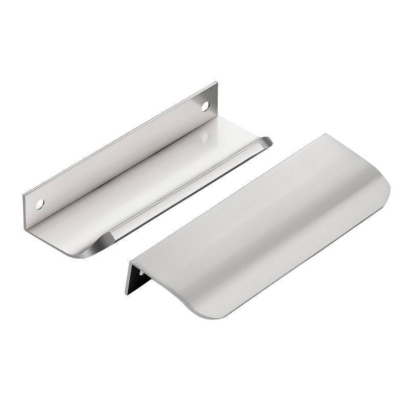 lot 36430 image: Hardware 10 Pack Silver Cabinet Handles, 4.75 Inch (120mm) Finger Edge Pulls, 3.75 Inch Hole Center, Finger Pulls for Cabinets - Retail $64