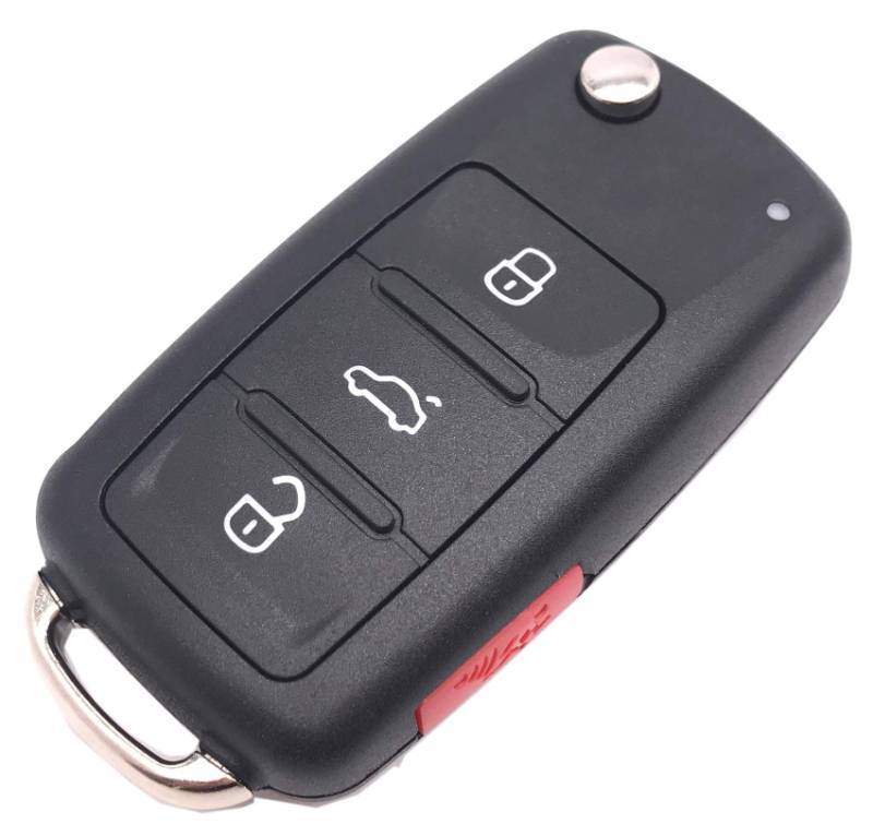 lot 36464 image: Uncut 31 Panic Folding Flip Keyless Entry Remote Car Key Fob Cover Shell Case Fit for VW Volkswagen GTI Jetta Eos Golf (1) - Retail $9
