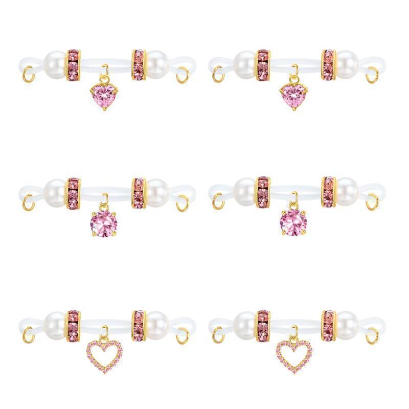 lot 36473 image: Fake Nipple Rings Non Piercing Nipple Jewelry Bells Dangle Heart Adjustable Nooses Faux Nipple Piercing Cute Body Jewelry - Retail $9