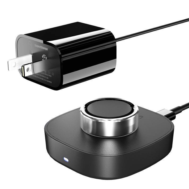 lot 63149 image: Charger for Oura Ring Gen4 (Size 9) - Fast Charging Dock with USB-C Wall Charger & 3FT Cable, Quick Charge Replacement Base Compatible with Oura Ring Gen 4 - Black - Retail $20