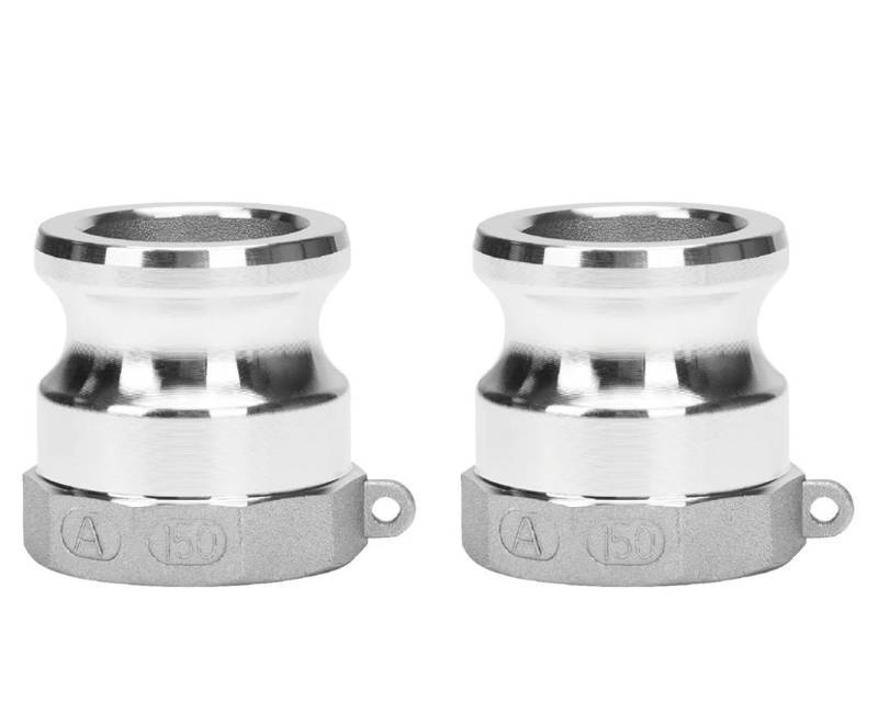 lot 63153 image: Aluminum PartA Camlock Fitting - 1.5 Male Cam Lock x 1.5 Female NPT Type A Cam Groove Hose Quick Disconnects Adapter (pack of 2) - Retail $15