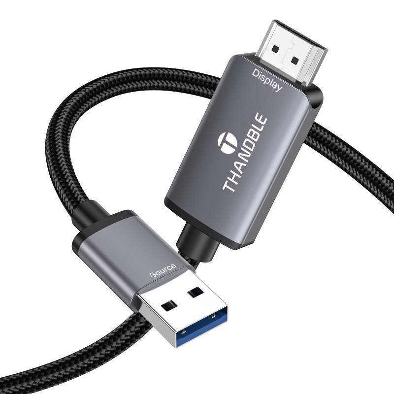 lot 63246 image: USB to HDMI Adapter Cable 6FT, 1080P 60Hz USB A 3.0 to HDMI Adapter for Monitor, TV, Projector, Compatible with Mac OS Windows 781011 - Requires Driver Installation - Retail $16