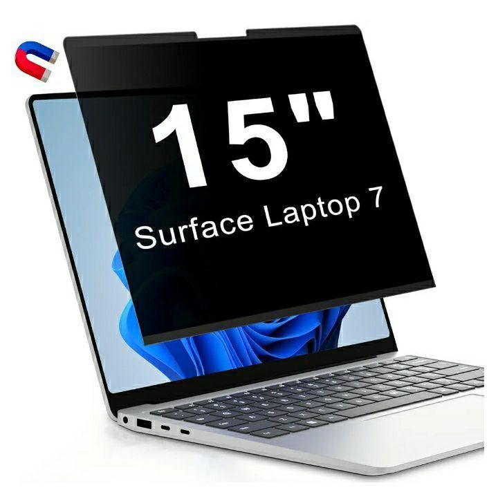 lot 27769 image: Magnetic Privacy Screen for 15 Inch Microsoft Surface Laptop 7, Removable Anti Glare Screen Protector, Blue Light Computer Filter, Anti Spy Easy Install - Retail $34