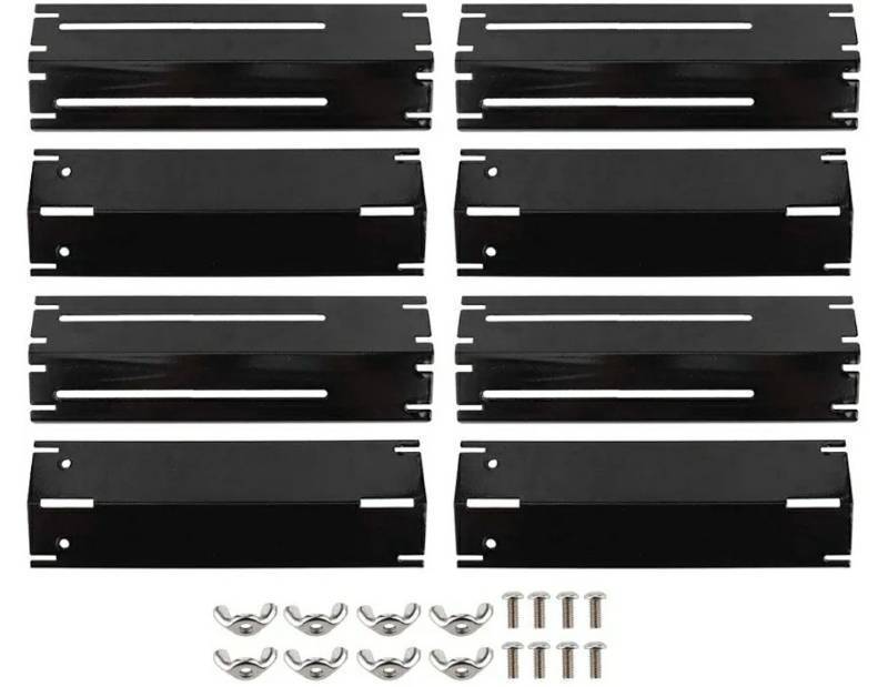 lot 27807 image: Universal Replacement Heavy Duty Adjustable Porcelain Steel Heat Plate Shields, 4 Sets BBQ Heat Plate Shields, Burner Cover Flame Tamer for Charbroil - Retail $64