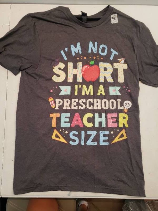 lot 27817 image: Childrens Graphic T-Shirt Im Not Short Im Just Preschool Teacher Size M - Retail $10