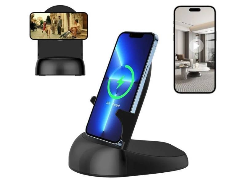 lot 27837 image: Security Camera WiFi Wireless Phone Charger, Security Cam Motion Activated, HD1080P (Rotate Lens) with 250° Viewing Angle for Home Office Security - Retail $90