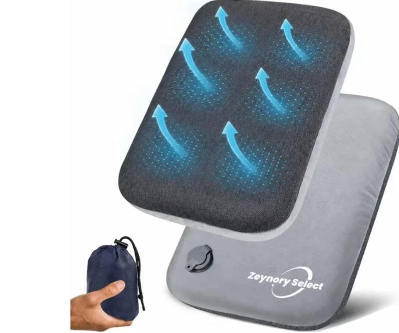 lot 27845 image: Inflatable Stadium Seat Cushion for Bleachers, Portable Air Pad that Packs Small, Breathable Top & Non-Slip Bottom, Removable Washable Cover for Sports Games, Concerts & Outdoor Events - Retail $20