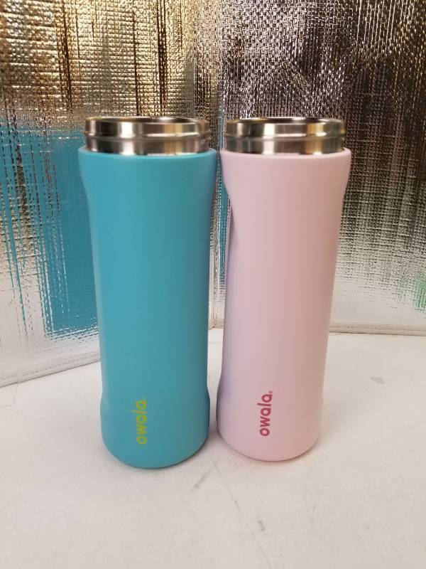 lot 27859 image: 2 Pack OWALA Thermos, NO LIDS or STRAWS, PINK Has Scratches and a Dent. - Retail $50