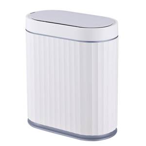 lot 38673 image: Bathroom Trash Can with Lid, 2 Gallon, Motion Sensor, White Grey - Retail $35