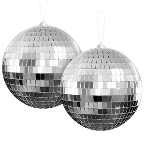 lot 38677 image: 6-Inch Disco Ball, Silver Hanging Mirror Balls, 2-Pack - Retail $20
