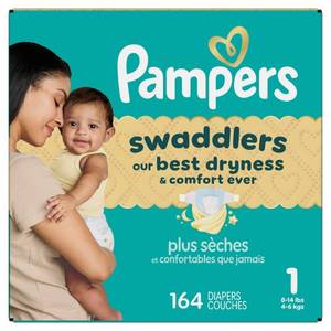 lot 38679 image: Pampers Swaddlers Sensitive Disposable Diapers - Size 1 - 164ct - Retail $59