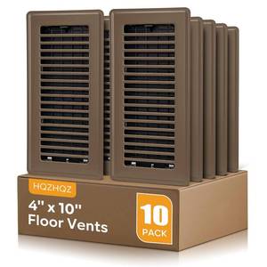 lot 38681 image: Floor Register 4x10, Floor Vent Covers, Heavy Duty Steel Walkable Floor Vents, for Sidewall and Floor, Brown 10 Pack - Retail $41