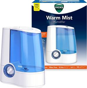 lot 38683 image: Vicks Warm Mist Humidifier for Small to Medium Rooms, White - Retail $39