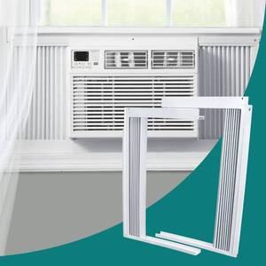 lot 38687 image: Window Air Conditioner Side Panels Curtain Kit with Frame,Window AC Insulation Side Panel for AC Units Parts Replacement Screen (5,000 BTU) - Retail $17