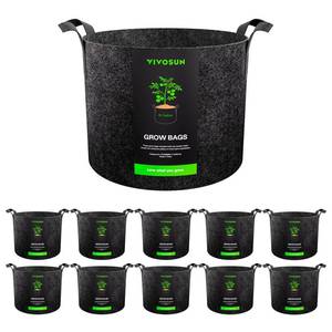 lot 38711 image: 10-Pack 15 Gallon Plant Grow Bags Fabric Pots with Handles - Retail $30