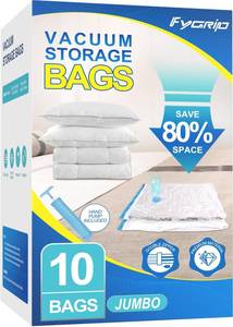 lot 38712 image: 80% Space Saver Vacuum Storage Bags with Hand Pump, 10 Jumbo - Retail $18