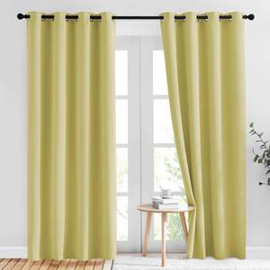 lot 38716 image: Paler Yellow Blackout Curtains for Bedroom (1 Pair, 52 x 84 inches), Farmhouse Thermal Insulated Room Darkening Drapes for Windows - Retail $29