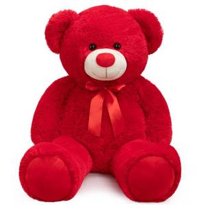 lot 38730 image: Big Teddy Bear Stuffed Animal Giant Teddy Bear Plush with Red Ribbon Bow Plush Toy Gift for Girlfriend Bride 36 inch Red - Retail $27