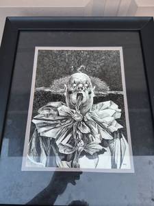 lot 20 image: Framed Black and White Ink Drawing Signed Bell