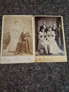 lot 64 image: J.M. Brigham Cabinet Card Photographs Lot of 2 Family Portraits - 1894