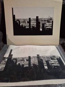 lot 69 image: Black and White Photograph Urban Construction Site with Steel Columns - Crown Plaza