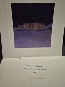 lot 70 image: The President and Mrs. Reagan 1981 Holiday Greeting Card White House