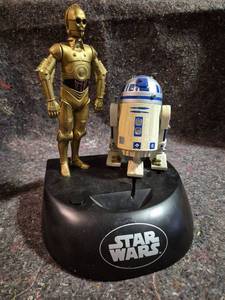 lot 72 image: Star Wars C-3PO and R2-D2 Action Figure Set with Display Base Piggy Bank