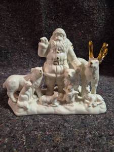 lot 79 image: Santa with Reindeer and Animals Figurine with Gold Accents