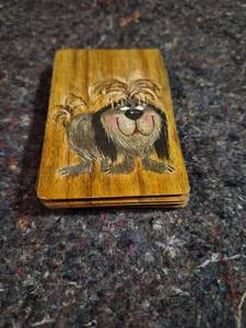 lot 157 image: Hallmark Playing Cards Joker with Hand-Painted Wood Box