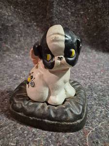 lot 170 image: Dog Figurine with Movable Head Black and White