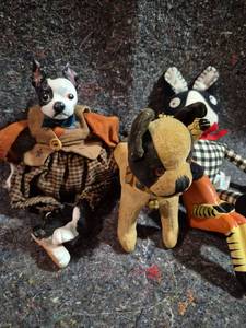 lot 176 image: Handmade Stuffed Animal Figures Lot of 3 Dog Cat Zebra Toy