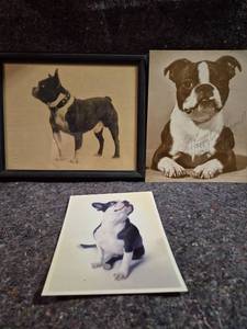 lot 177 image: Lot of 3 Boston Terrier Dog Photos One Framed with Handwritten Inscription