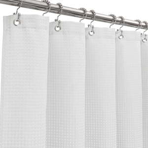 lot 19301 image: 1 Waffle Weave Shower Curtain 71W x 72L And 3 Pack Shower Curtain Liner