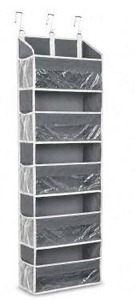 lot 19329 image: Hanging Storage Organizer with Clear Pockets Gray