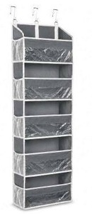 lot 19330 image: Hanging Storage Organizer with Clear Pockets Gray