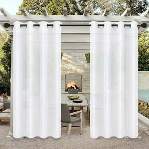 lot 19341 image: Lot of 8 curtain panels White with 2 Pack of Red Curtain Ties