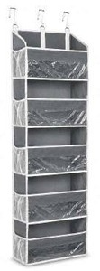 lot 19359 image: Hanging Storage Organizer with Clear Pockets Gray 3 Pack