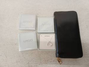 lot 19388 image: APSVO Silver Heart Pendant Necklace 4 Pack with Black Wallet