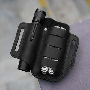 lot 19389 image: Black Leather Flashlight and Tool Holster Set 4 Pack