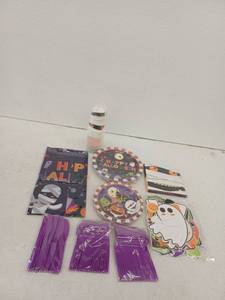 lot 19404 image: Halloween Party Supplies Bundle - Plates Cups Napkins Tablecloth And More