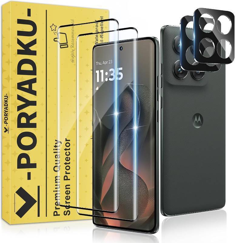 lot 211655 image: V-PORYADKU 2 Pack for Motorola Edge 2025 Screen Protector (6.70 inches)  2 Pack Camera Lens Protector, 9H Tempered Glass, Anti-Scratch, Fingerprint Unlock, HD Clear, Case Friendly