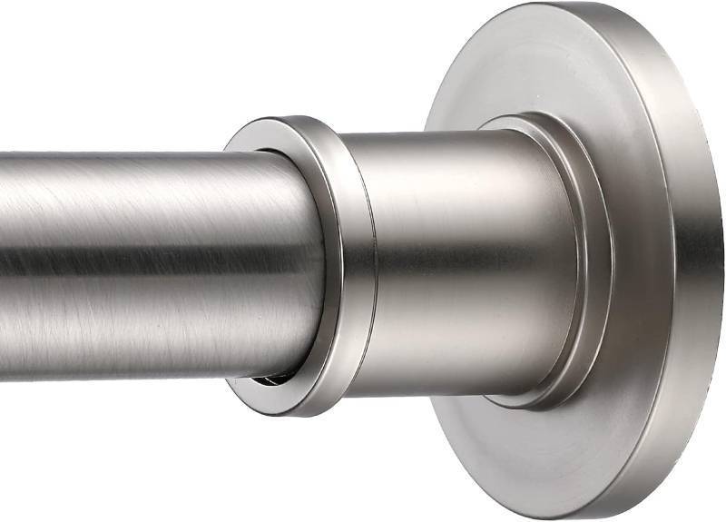lot 101689 image: BRIOFOX Industrial Shower Curtain Rod - Rustproof Non-Slip 43-72 Inch 304 Stainless Steel Tension Curtain Rod for Window or Bathroom, Brushed Nickel