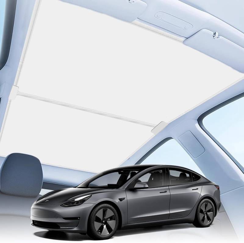 lot 401513 image: 2025 Upgrade Tesla Model Y Sunshade Roof No Gaps, No Sag Heat Insulation Foldable Glass Roof Sun Shade with Nano Ice-Crystal Coatings, Accessories for Tesla Model Y 2020-2025, Tesla Interior